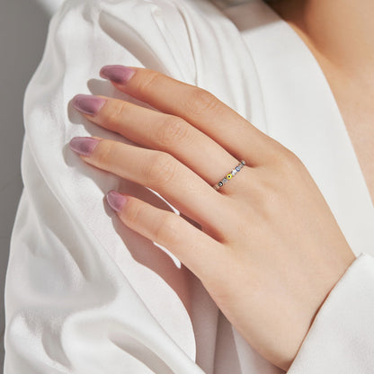 [Elowen Jewels]Sparkling Vibrant Round Shape Daily Ring