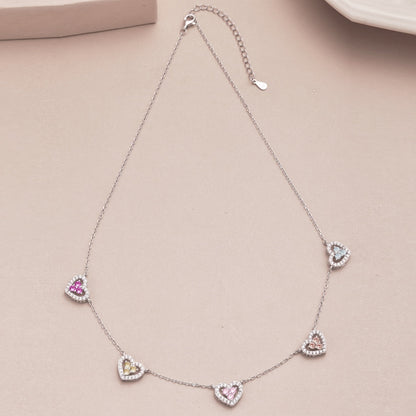 [Elowen Jewels]Sparkling Five Heart Necklace