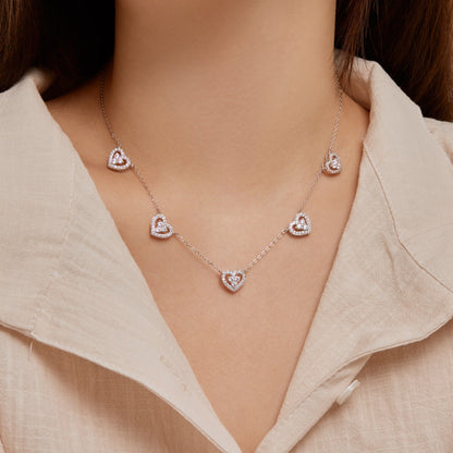 [Elowen Jewels]Sparkling Five Heart Necklace