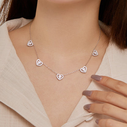 [Elowen Jewels]Sparkling Five Heart Necklace