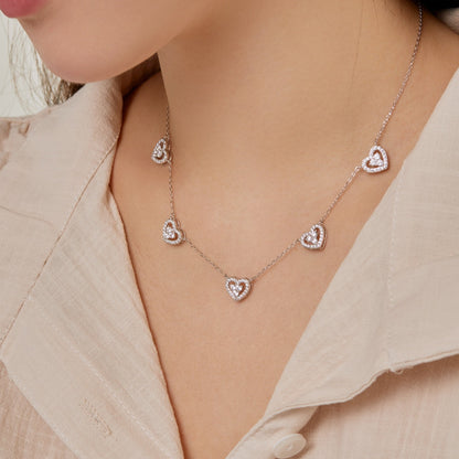 [Elowen Jewels]Sparkling Five Heart Necklace