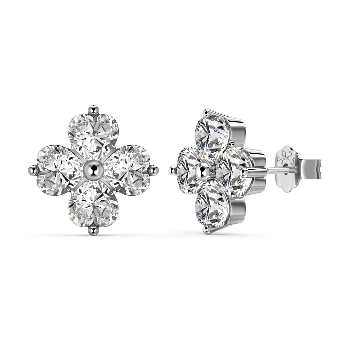 [Elowen Jewels]Four-Leaf Clover Ball Earrings
