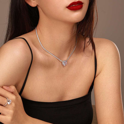 [Elowen Jewels]8.0 Carat Versatile Colorful Sweet Heart-Shaped Tennis Necklace