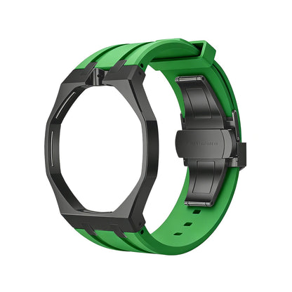 Oak Pop Black Steel  Silicone Strap