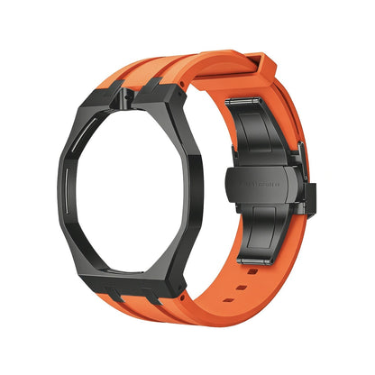 Oak Pop Black Steel  Silicone Strap