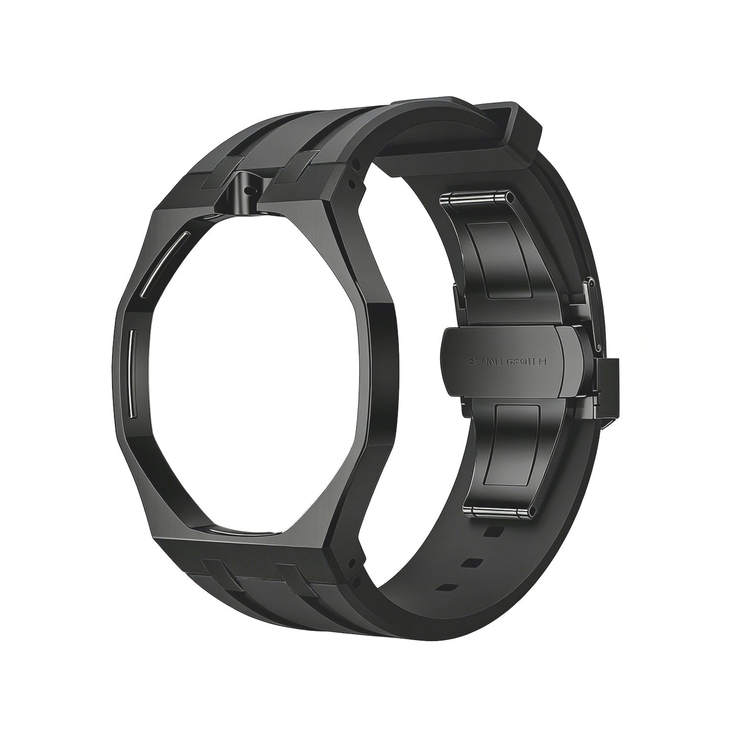 Oak Pop Black Steel  Silicone Strap