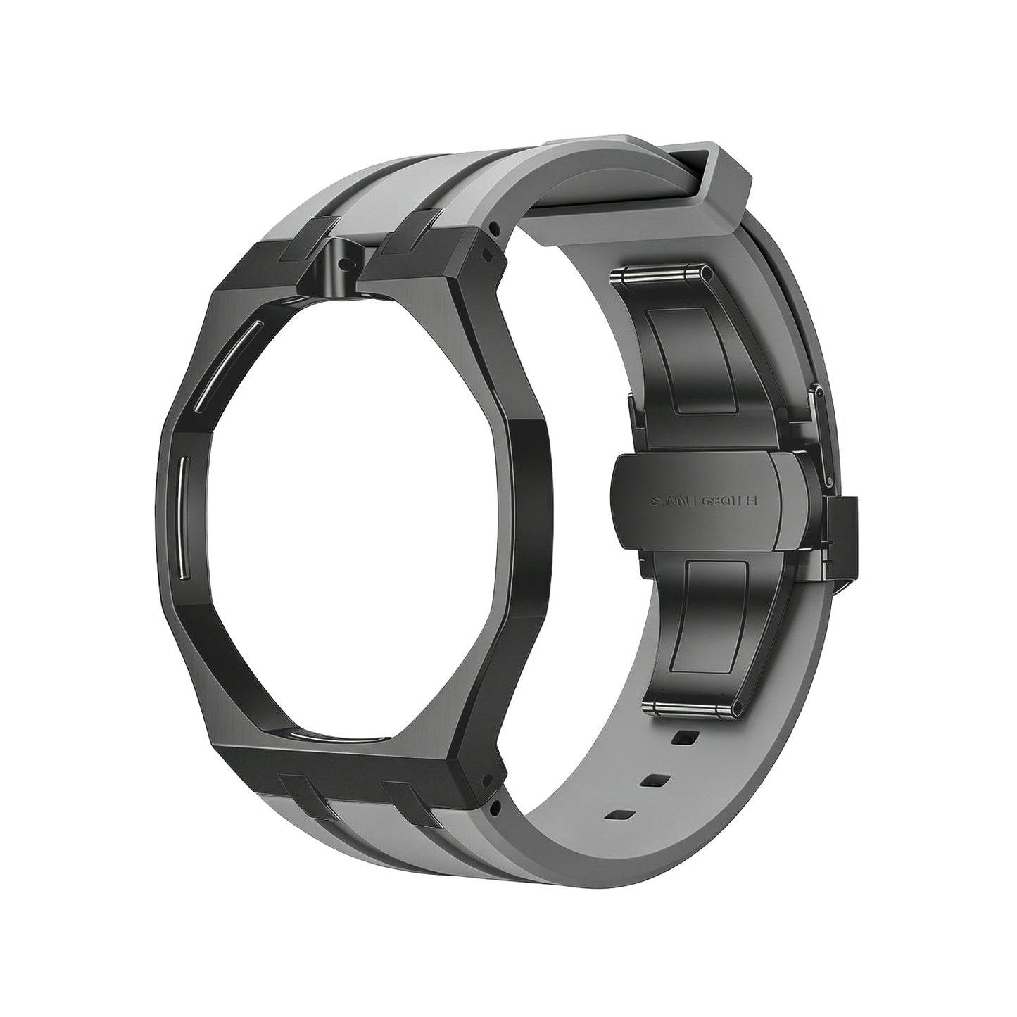 Oak Pop Black Steel  Silicone Strap