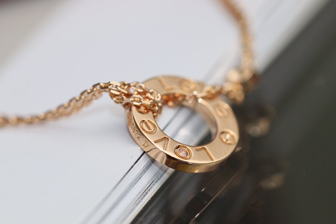 [Elowen Jewels]LOVE NECKLACE ADJUSTABLE ROSE GOLD 2 DIAMOND