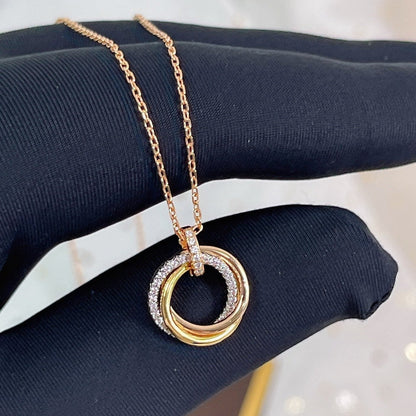 [Elowen Jewels]TRINITY NECKLACE SILVER GOLD PINK GOLD DIAMONDS