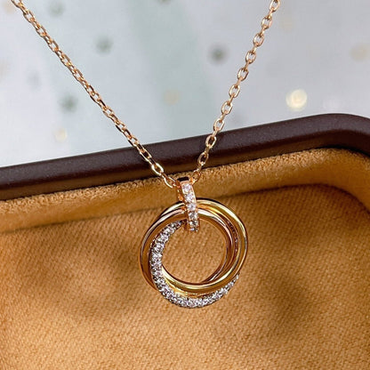 [Elowen Jewels]TRINITY NECKLACE SILVER GOLD PINK GOLD DIAMONDS