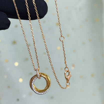 [Elowen Jewels]TRINITY NECKLACE SILVER GOLD PINK GOLD DIAMONDS