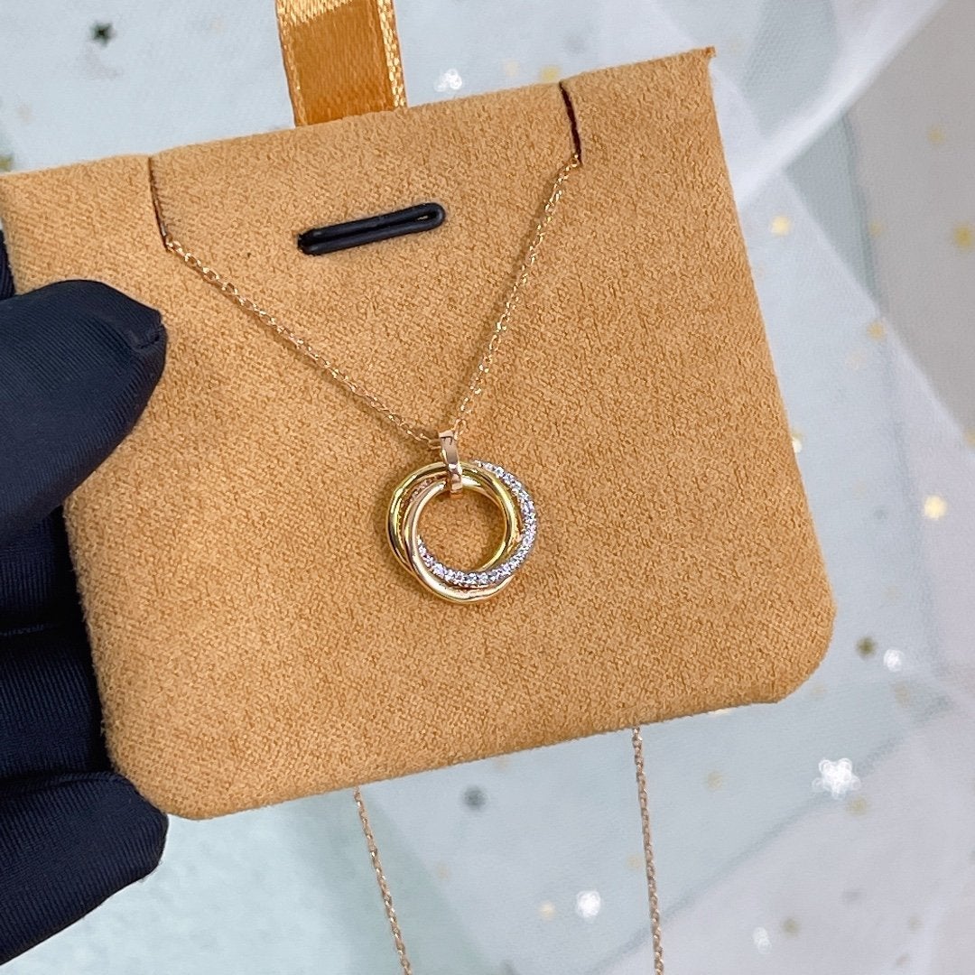 [Elowen Jewels]TRINITY NECKLACE SILVER GOLD PINK GOLD DIAMONDS