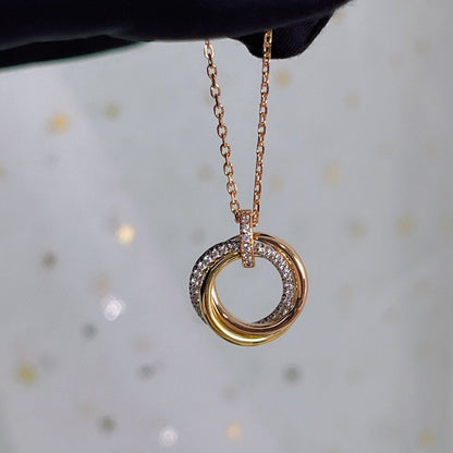 [Elowen Jewels]TRINITY NECKLACE SILVER GOLD PINK GOLD DIAMONDS
