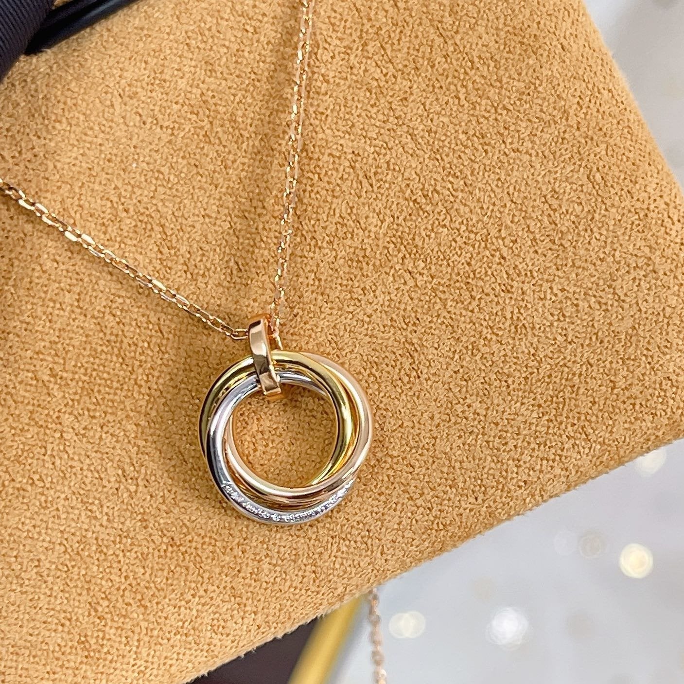 [Elowen Jewels]TRINITY NECKLACE SILVER GOLD PINK GOLD DIAMONDS