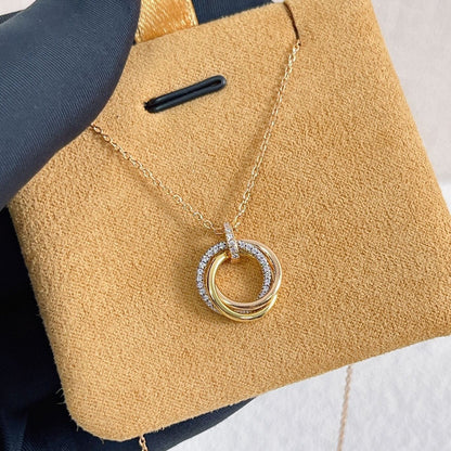 [Elowen Jewels]TRINITY NECKLACE SILVER GOLD PINK GOLD DIAMONDS