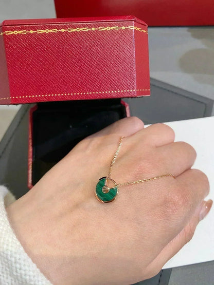 [Elowen Jewels]AMULETTE ROSE GOLD MALACHITE NECKLACE