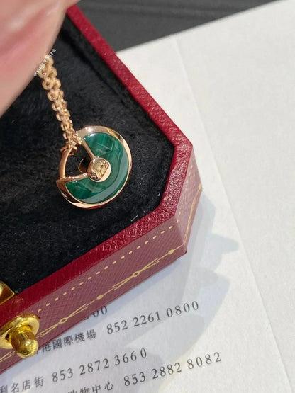 [Elowen Jewels]AMULETTE ROSE GOLD MALACHITE NECKLACE
