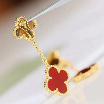[Elowen Jewels]CLOVER  2 MOTIF  TIGER EYE CARNELIAN EARRINGS