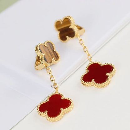 [Elowen Jewels]CLOVER  2 MOTIF  TIGER EYE CARNELIAN EARRINGS