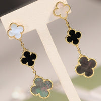 [Elowen Jewel]CLOVER EARRINGS GOLD ONYX MOP 3 MOTIF