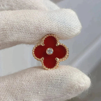 [Elowen Jewels]CLOVER MEDIUM 1 MOTIFS CARNELIAN  DIAMOND earrings