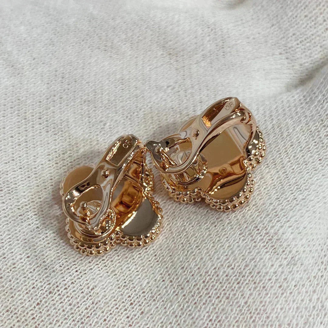 [Elowen Jewels]CLOVER MEDIUM 1 MOTIFS CARNELIAN  DIAMOND earrings