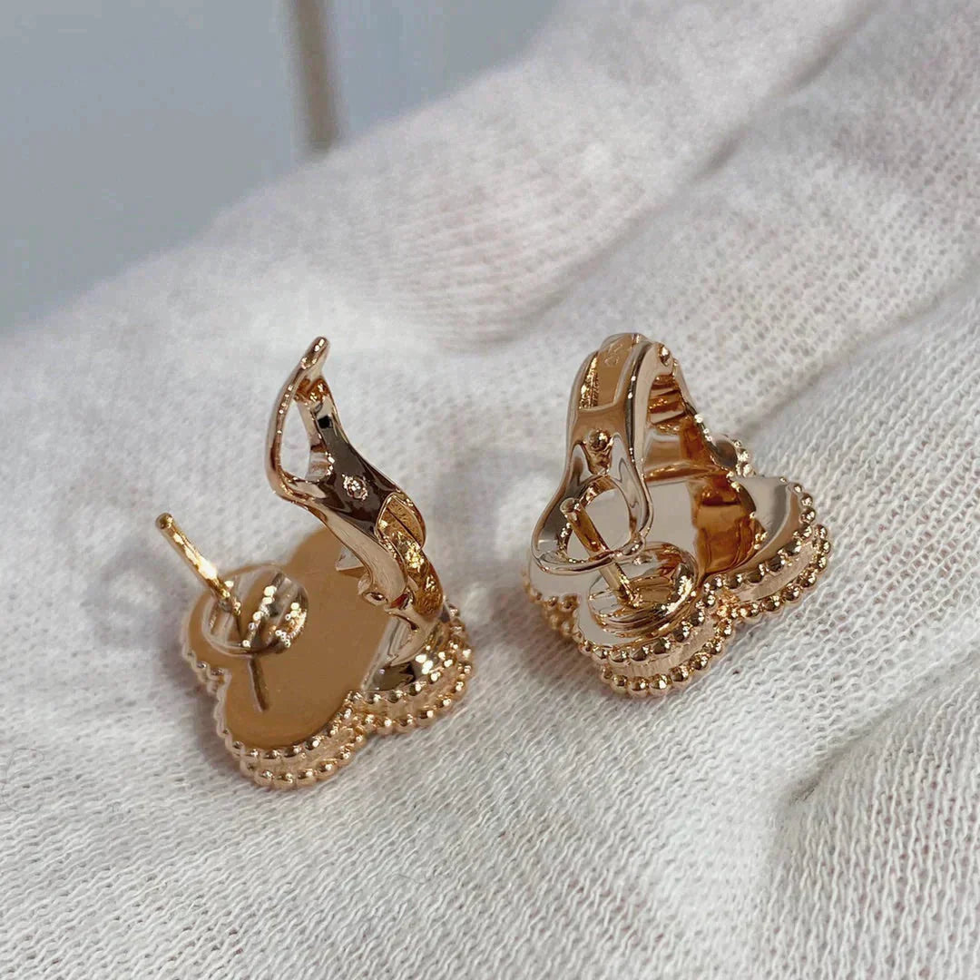 [Elowen Jewels]CLOVER MEDIUM 1 MOTIFS CARNELIAN  DIAMOND earrings