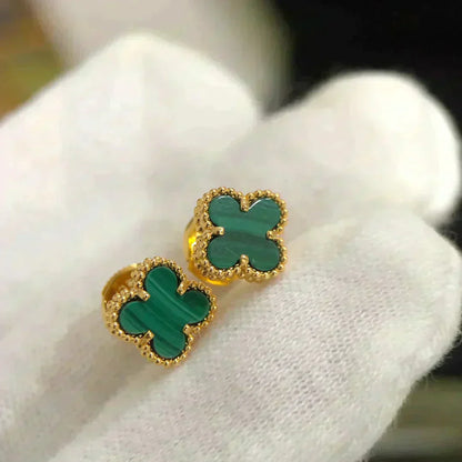 [Elowen Jewels]CLOVER MINI 9.5MM MALACHITE  EARRINGS