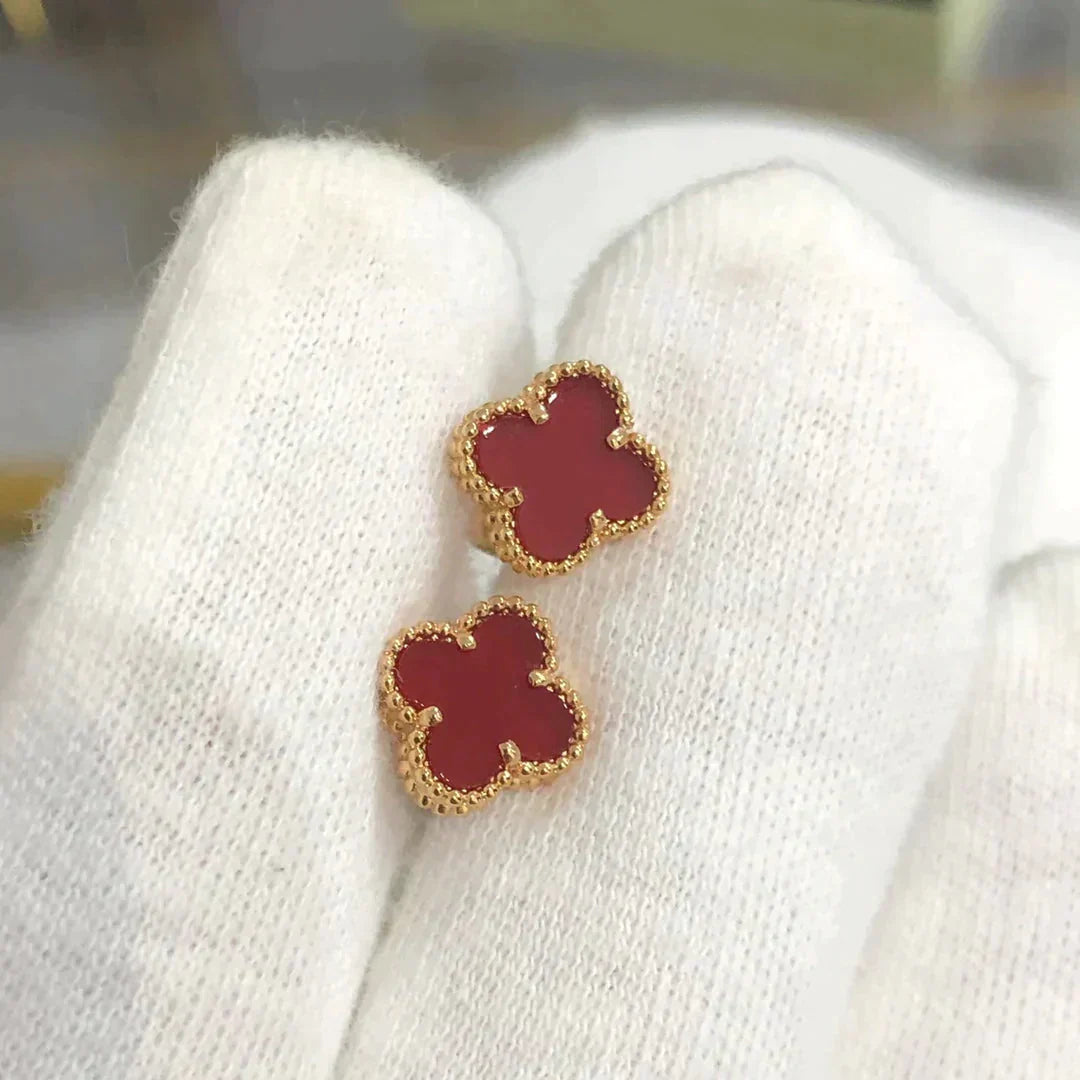 [Elowen Jewels]CLOVER MINI 9.5MM CARNELIAN EARRINGS