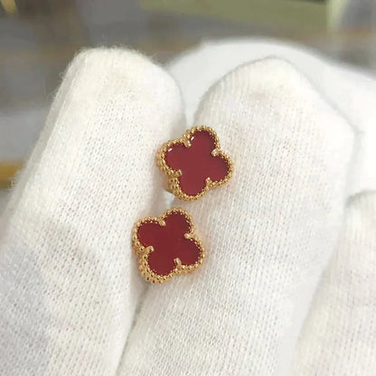 [Elowen Jewels]CLOVER MINI 9.5MM CARNELIAN EARRINGS