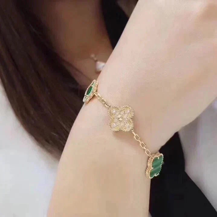 [Elowen Jewels] CLOVER 5 MOTIF MALACHITE BRACELET COLLECTION