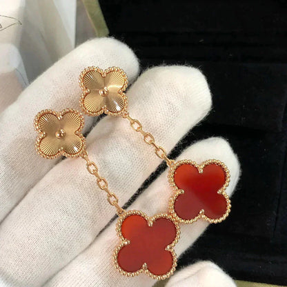 [Elowen Jewels]CLOVER 2 MOTIF  LASER CARNELIAN EARRINGS