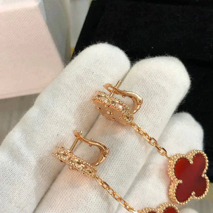 [Elowen Jewels]CLOVER 2 MOTIF  LASER CARNELIAN EARRINGS