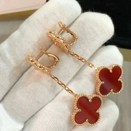 [Elowen Jewels]CLOVER 2 MOTIF  LASER CARNELIAN EARRINGS
