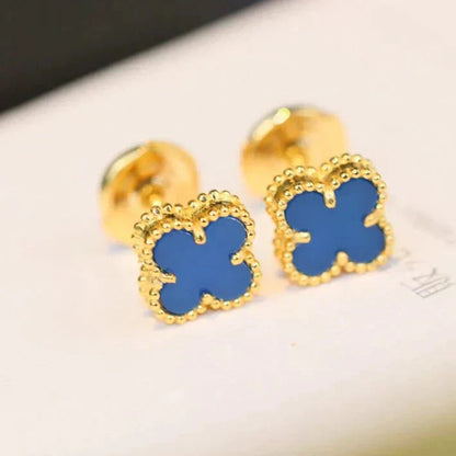 [Elowen Jewels]CLOVER MINI 9.5MM BLUE AGATE EARRINGS