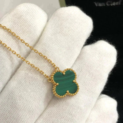 [Elowen Jewels]CLOVER 15MM MALACHITE SINGLE FLOWER  NECKLACE