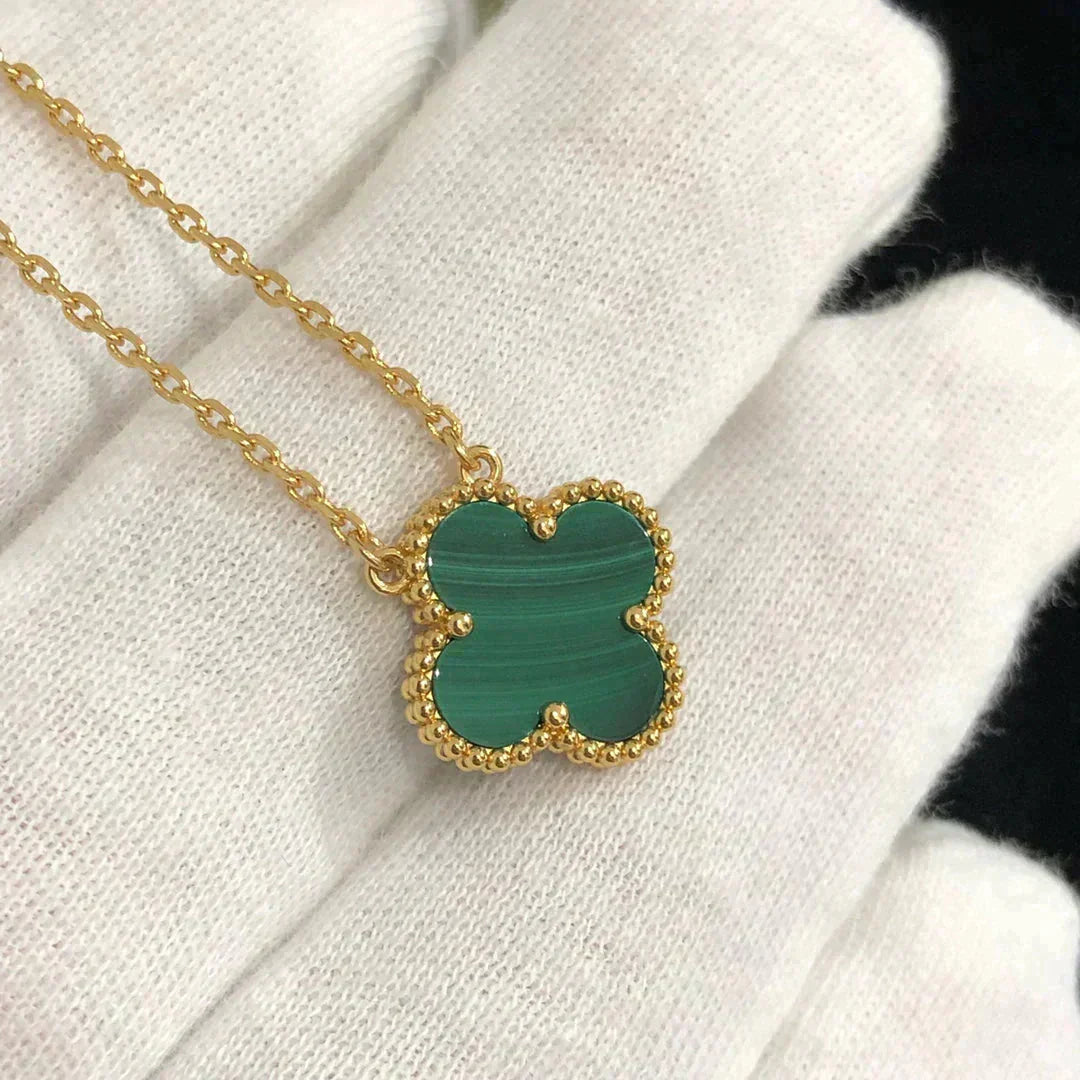 [Elowen Jewels]CLOVER 15MM MALACHITE SINGLE FLOWER  NECKLACE