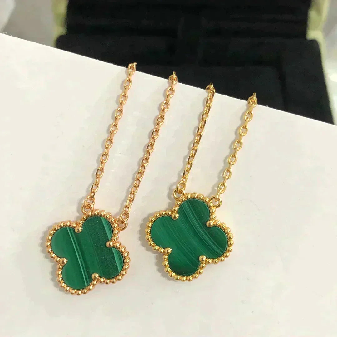 [Elowen Jewels]CLOVER 15MM MALACHITE SINGLE FLOWER  NECKLACE