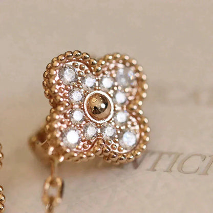 [Elowen Jewels]CLOVER MEDIUM 1 MOTIFS FUll DIAMOND EARRINGS