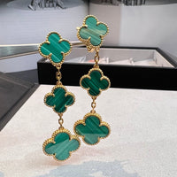 [Elowen Jewel]CLOVER MALACHITE 3 MOTIFS GOLD