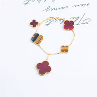 [Elowen Jewel]CLOVER BRACELET 5 MOTIFS CARNELIAN TIGER EYE