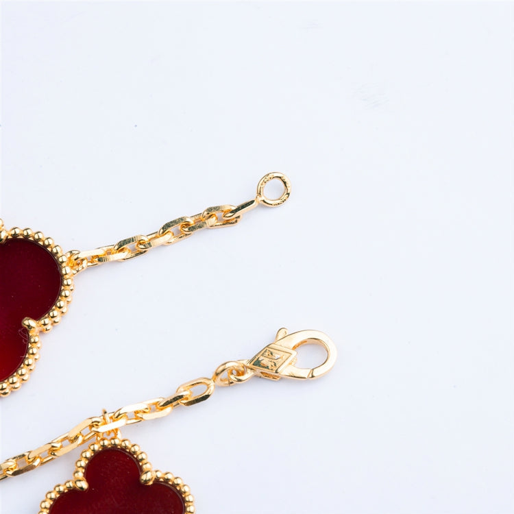 [Elowen Jewels]CLOVER BRACELET 5 MOTIFS CARNELIAN TIGER EYE