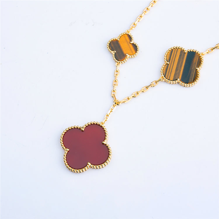 [Elowen Jewels]CLOVER BRACELET 5 MOTIFS CARNELIAN TIGER EYE