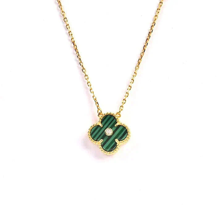 [Elowen Jewels]CLOVER 15MM DIAMOND TURQUOISE NECKLACE