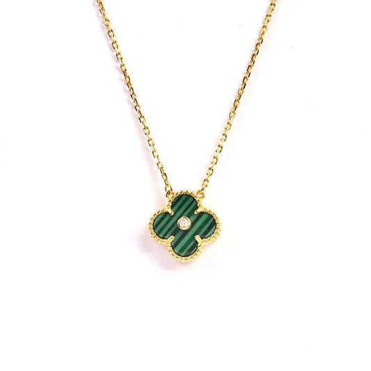 [Elowen Jewels]CLOVER 15MM DIAMOND TURQUOISE NECKLACE