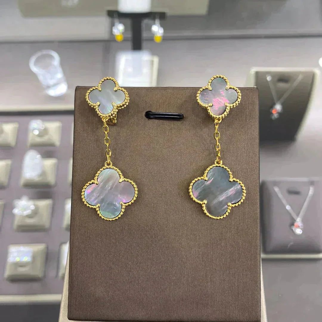 [Elowen Jewels]CLOVER 2 MOTIFS  EARRINGS (MULTIPLE CHOICESC