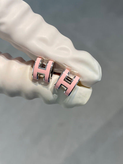 [Elowen Jewels]MINI POP H SILVER EARRINGS PINK