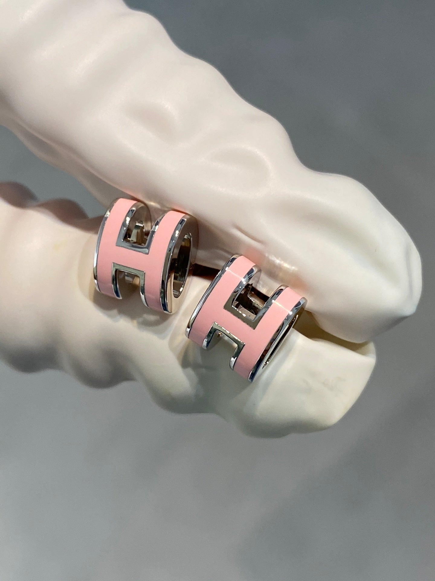 [Elowen Jewels]MINI POP H SILVER EARRINGS PINK