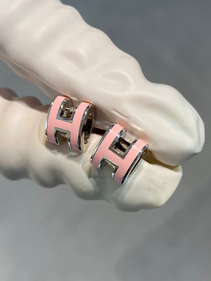 [Elowen Jewels]MINI POP H SILVER EARRINGS PINK