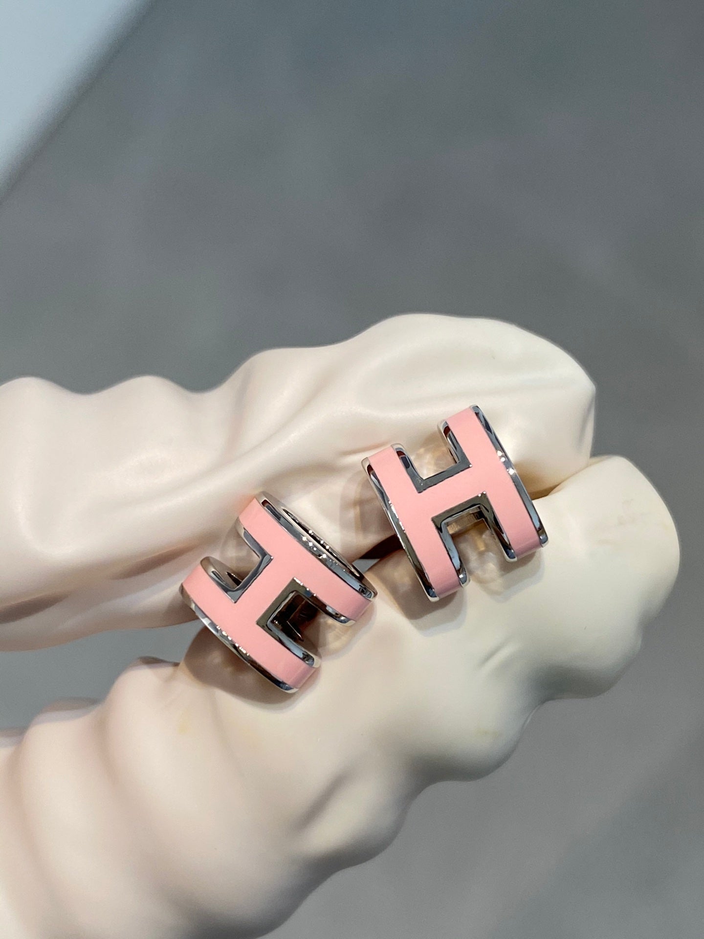 [Elowen Jewels]MINI POP H SILVER EARRINGS PINK
